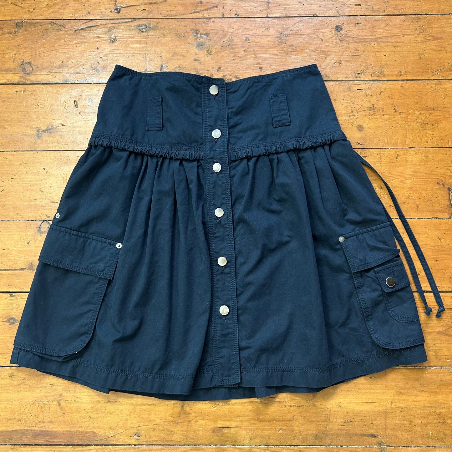 vintage 00s navy button down cargo skirt