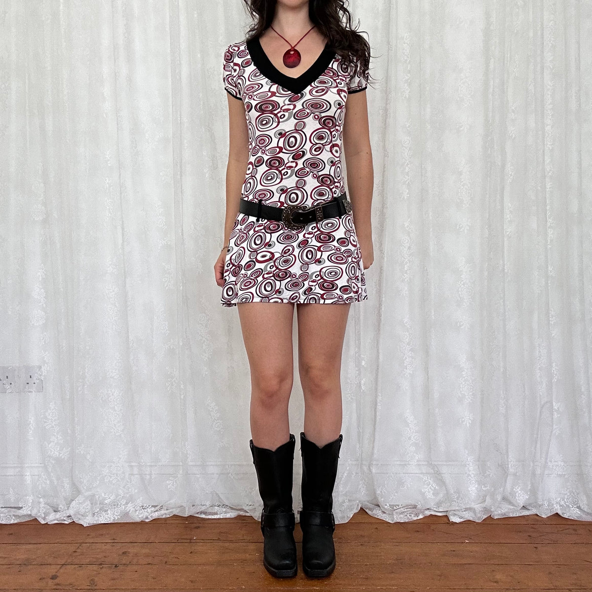 vintage 00s circle patterned mini dress