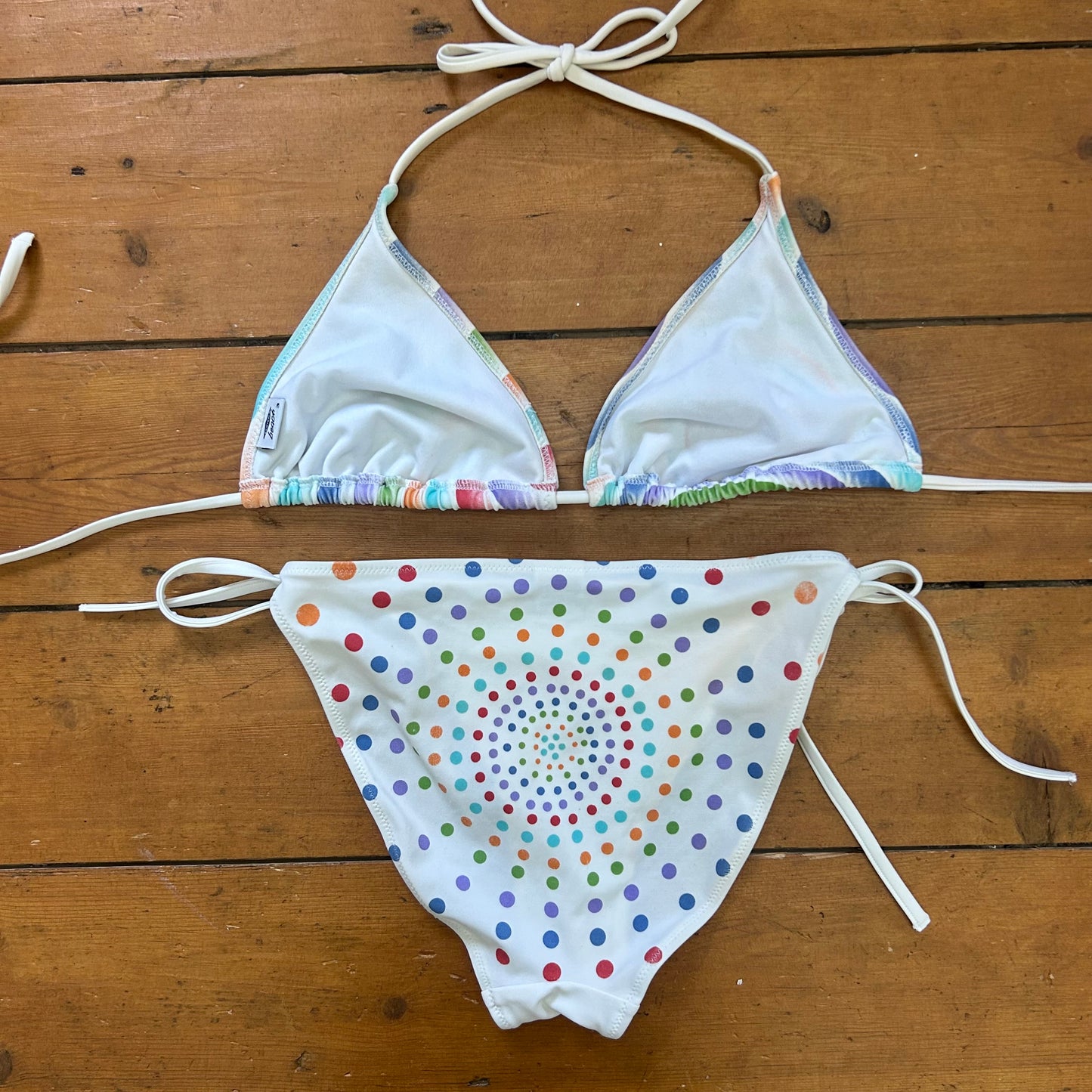 vintage 00s white rainbow bikini