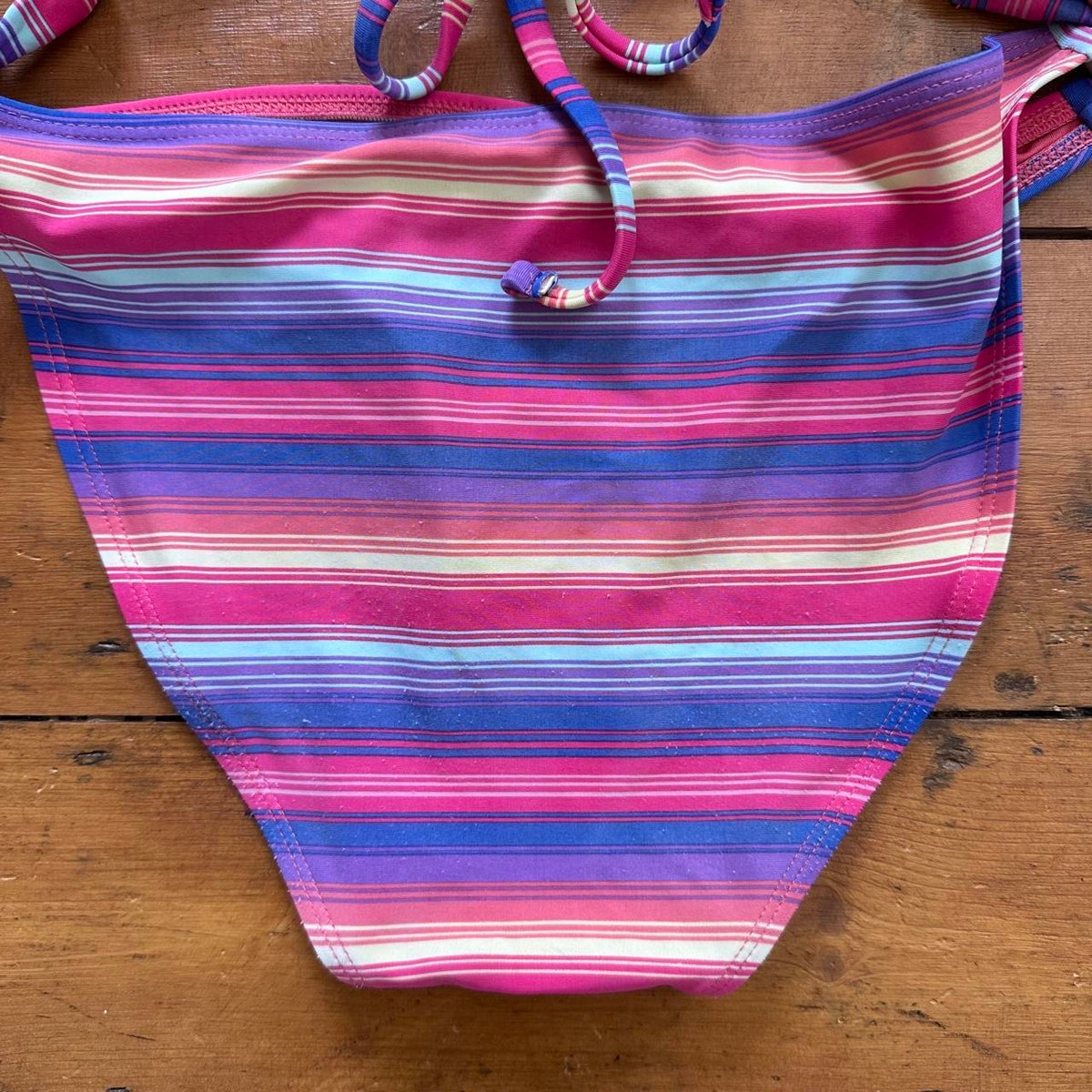 vintage 00s striped tie up bikini set