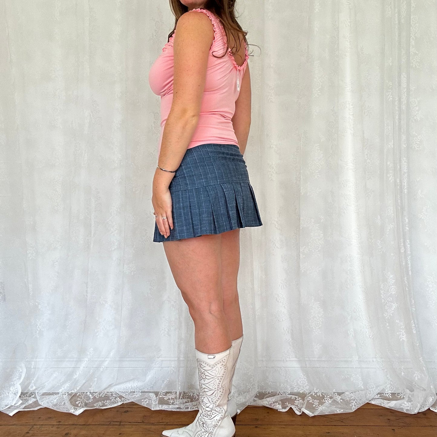 vintage 00s pink ruched tank top