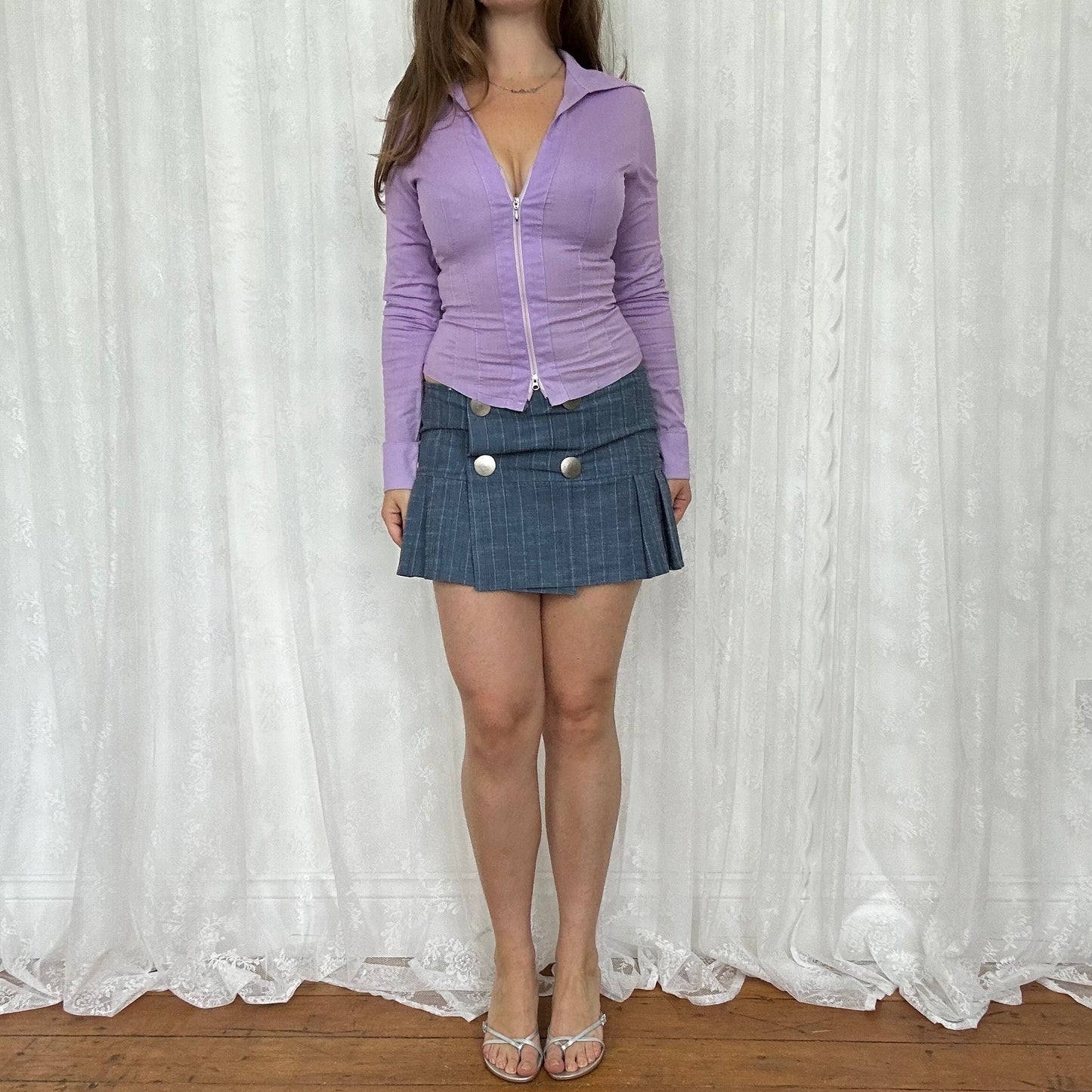 vintage 00s purple dual zip long sleeve shirt