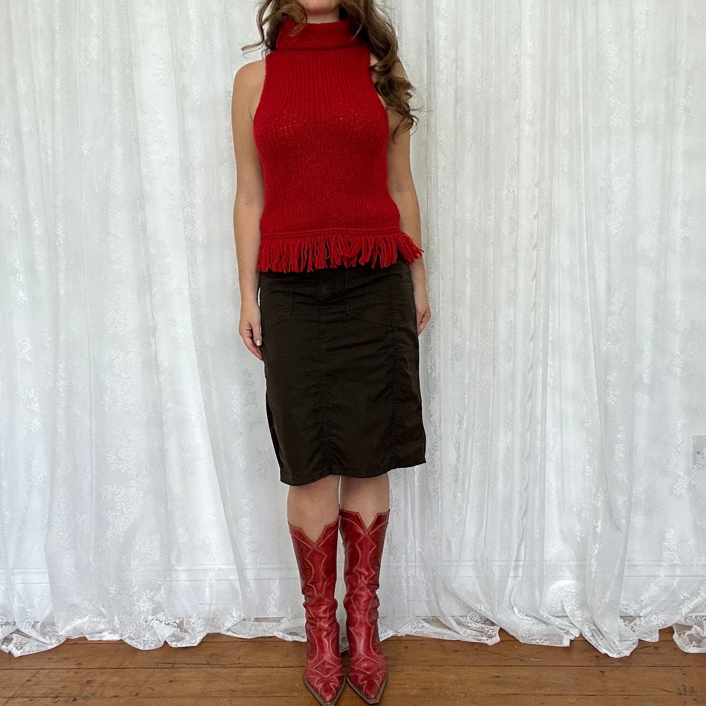 vintage 00s stripey knitted sleeveless jumper