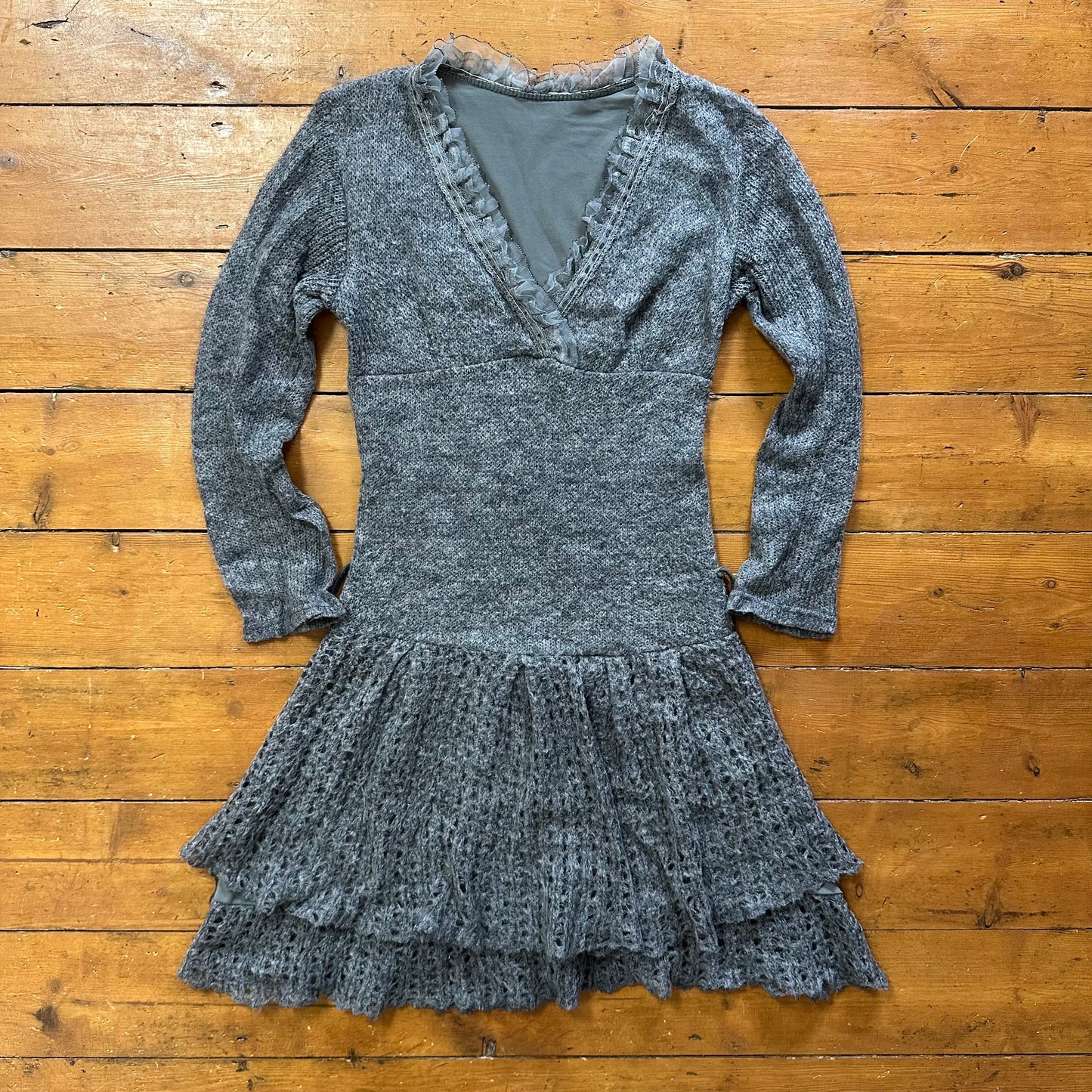 vintage 00s grey knitted mini dress