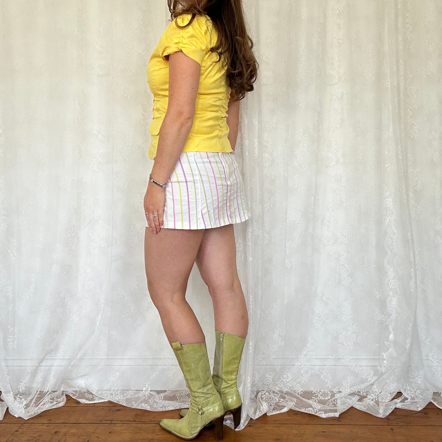 vintage 00s yellow button up fitted blazer / peacoat