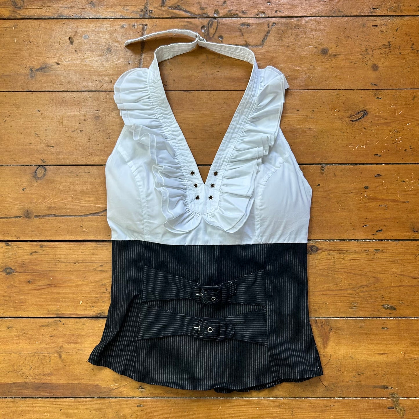 vintage 00s white halterneck fitted top