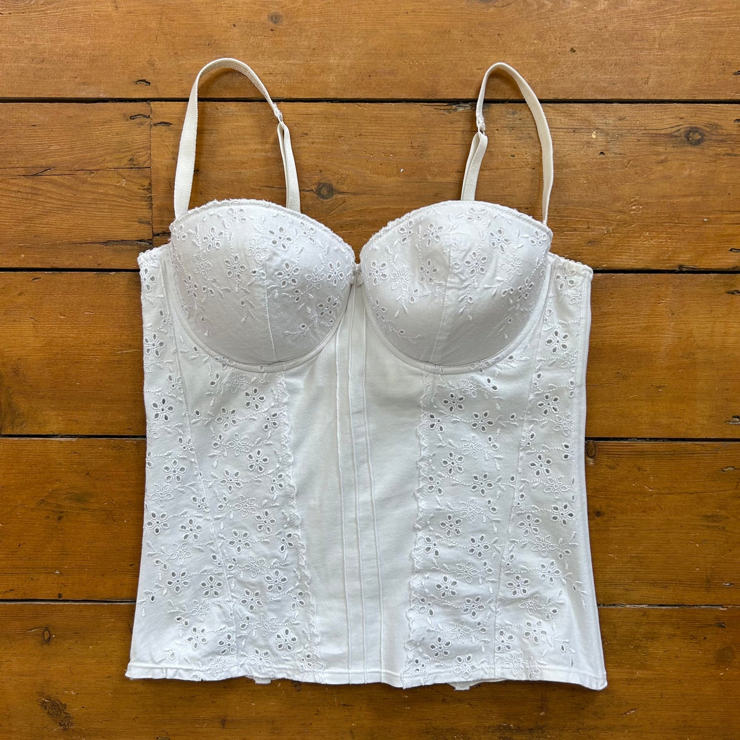 vintage 00s white broderie corset top