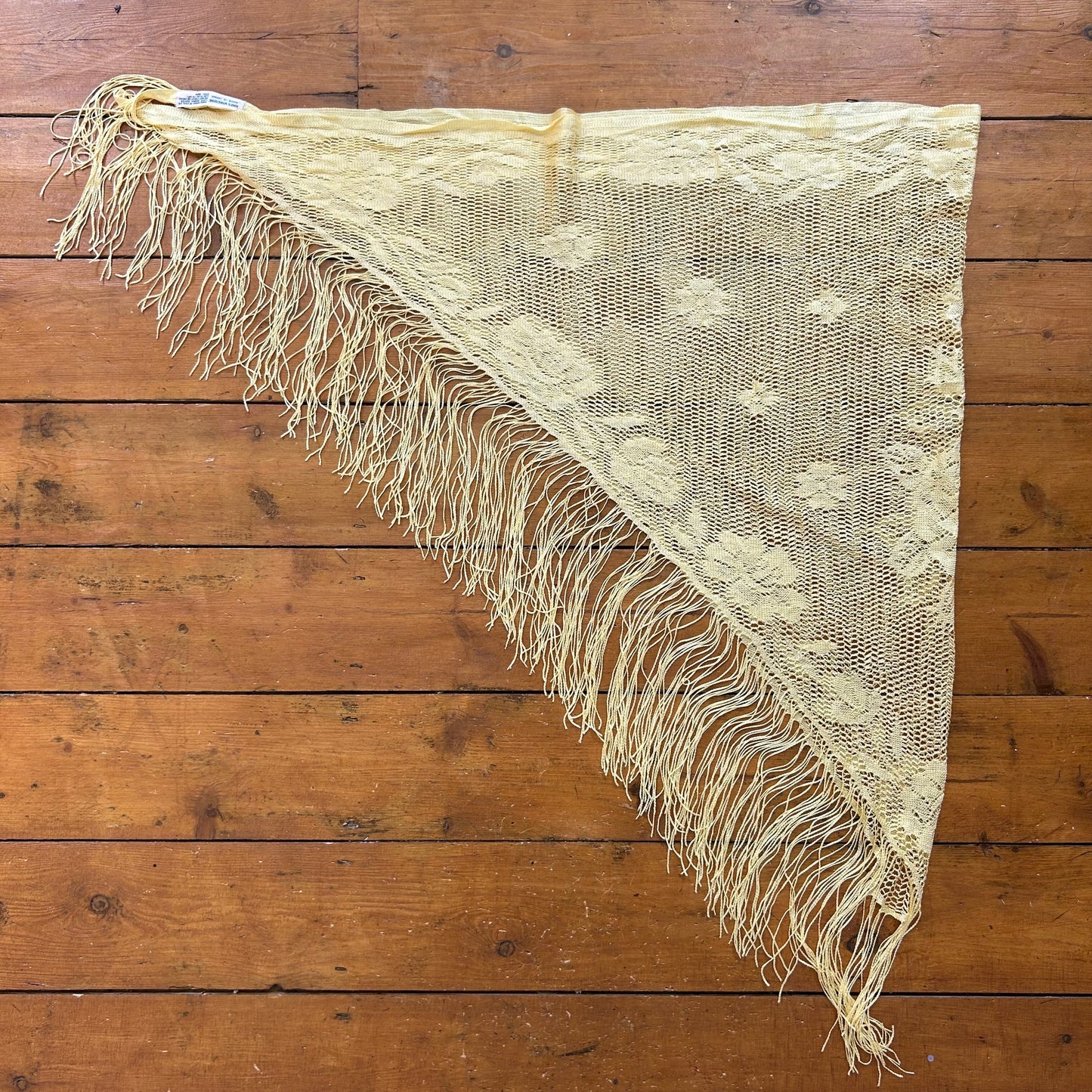vintage 00s yellow crochet tassel wrap skirt / shawl