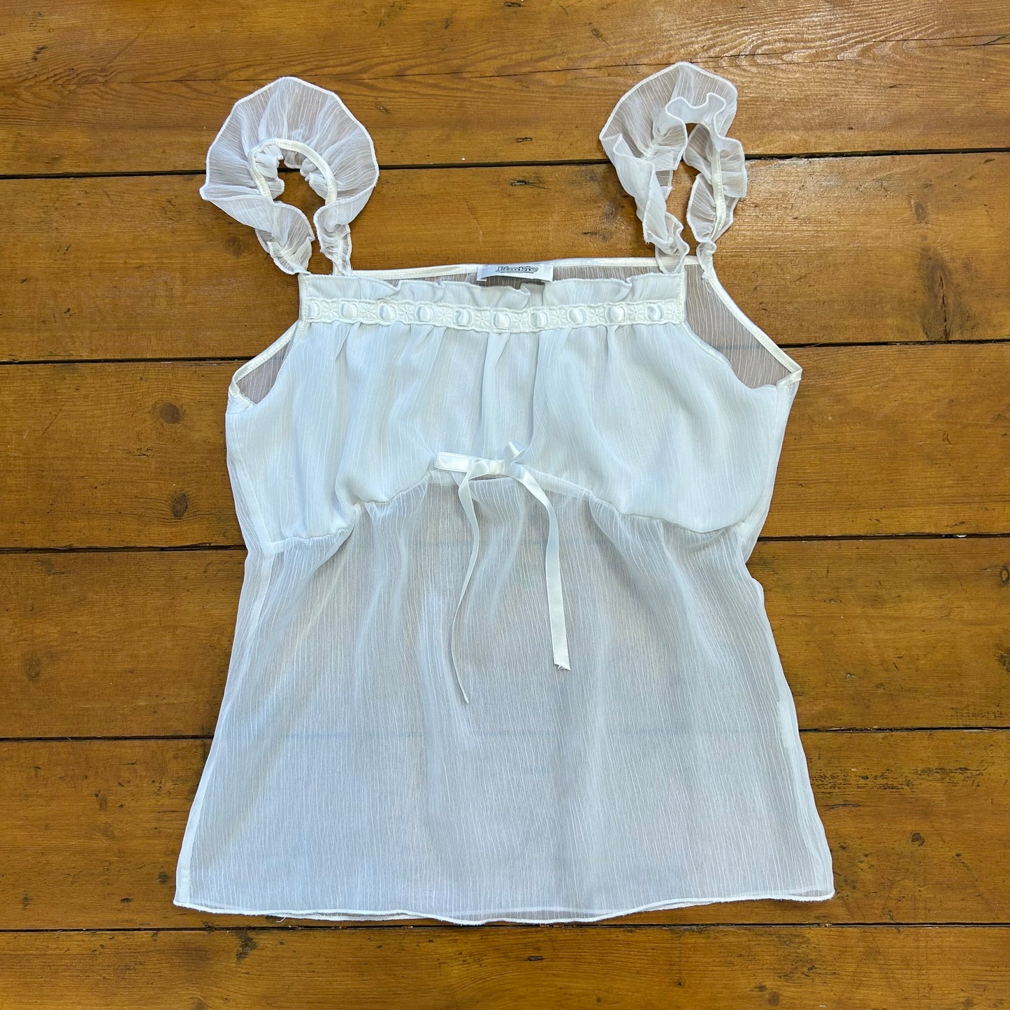 vintage 00s white sheer babydoll cami top