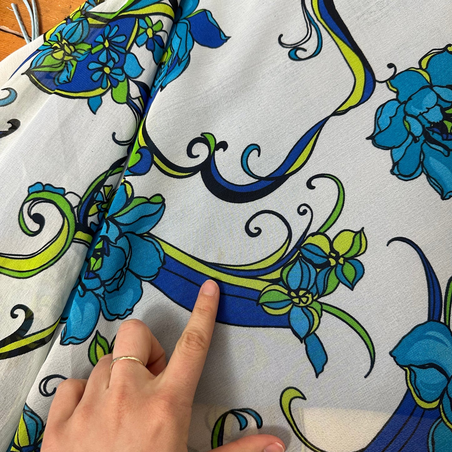 vintage 00s blue floral asymmetrical midi skirt