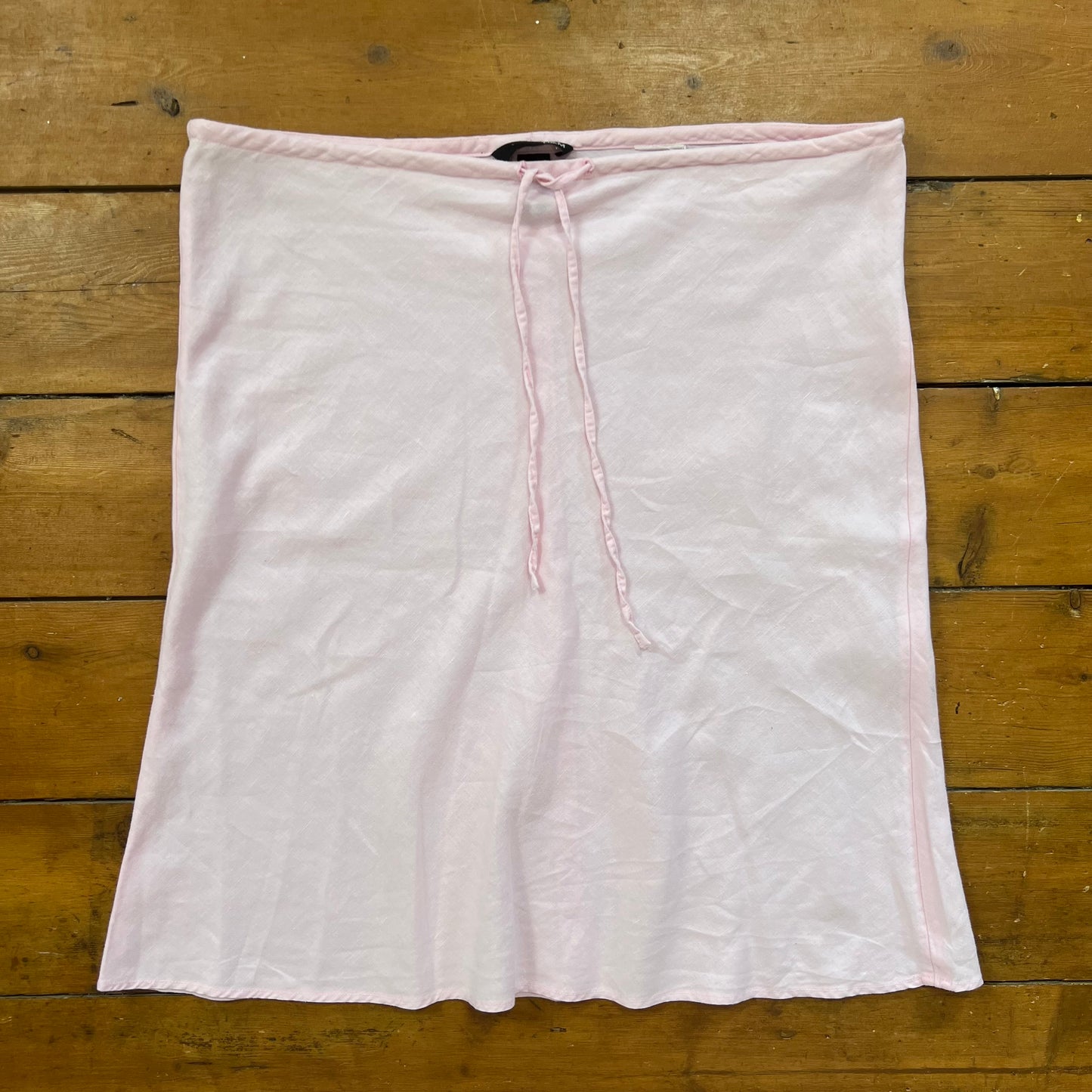 vintage 00s baby pink drawstring midi skirt