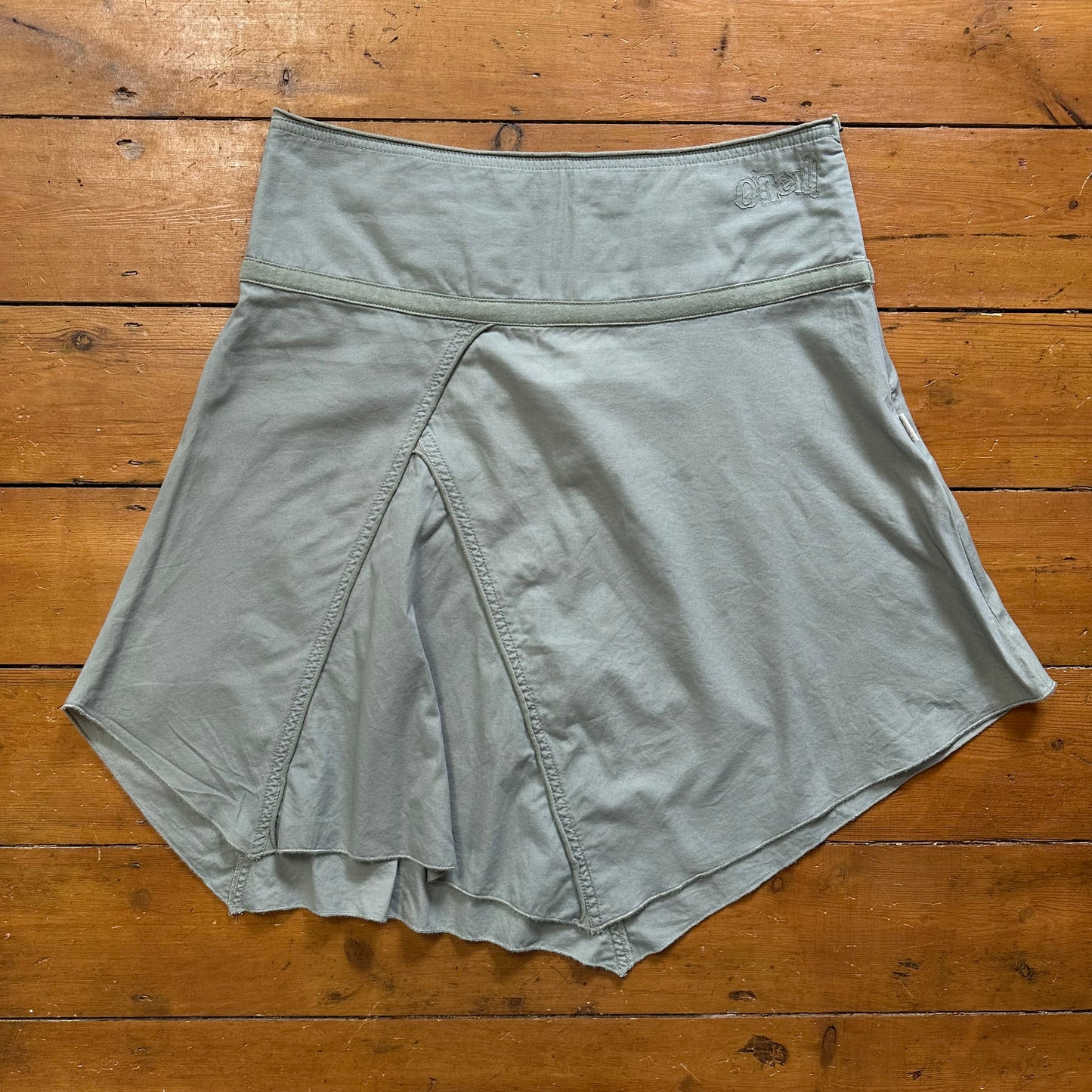 vintage 00s khaki green asymmetrical midi skirt