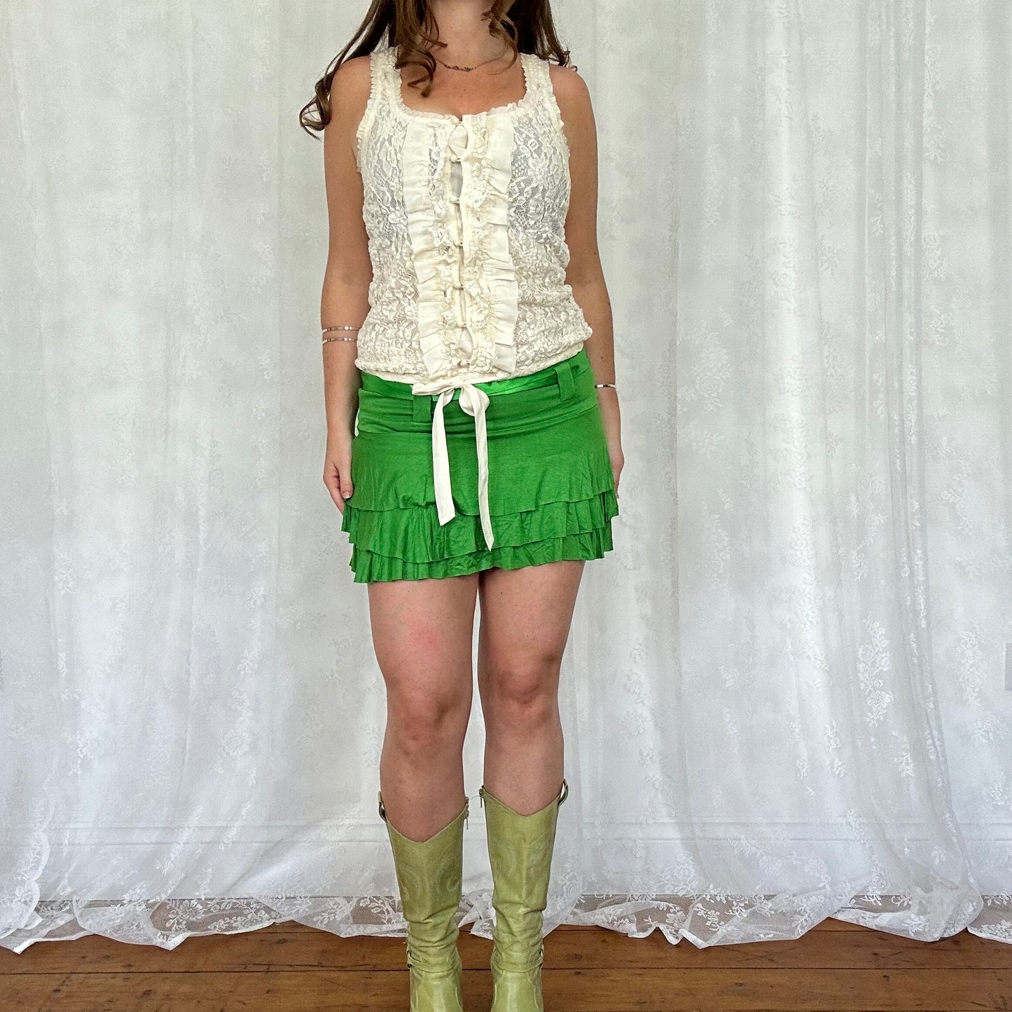 vintage 00s cream lace button up cami