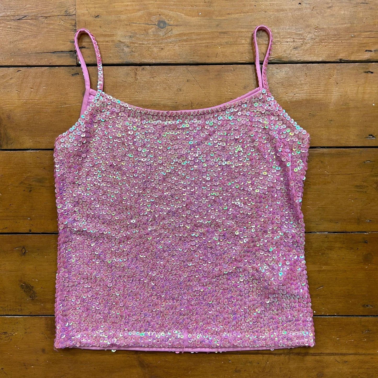 vintage 00s pink sequin cami