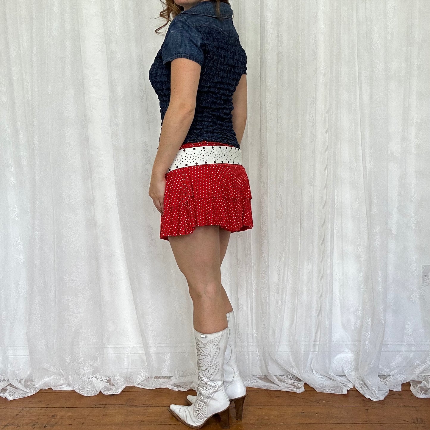 vintage 00s chunky white patterned belt