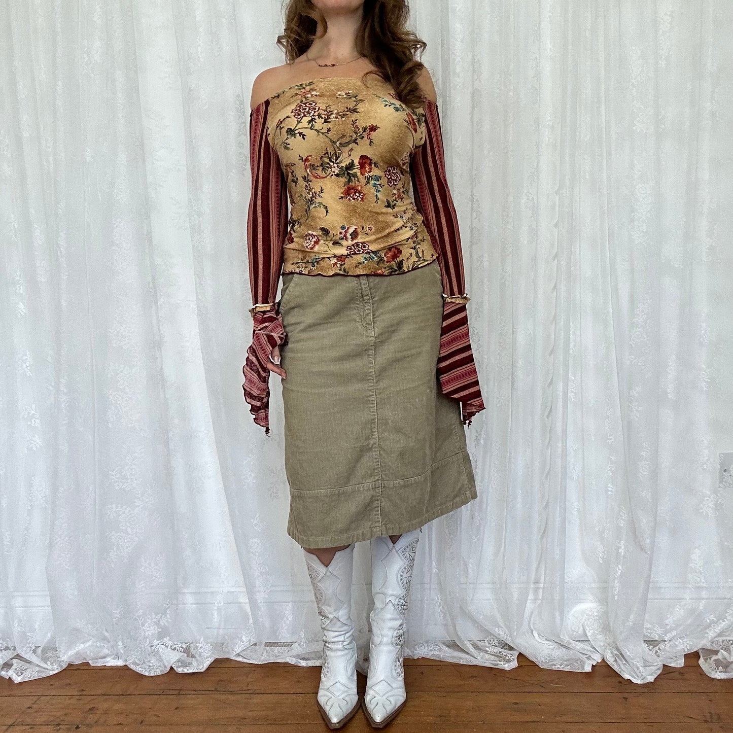 vintage 00s whimsical off shoulder top