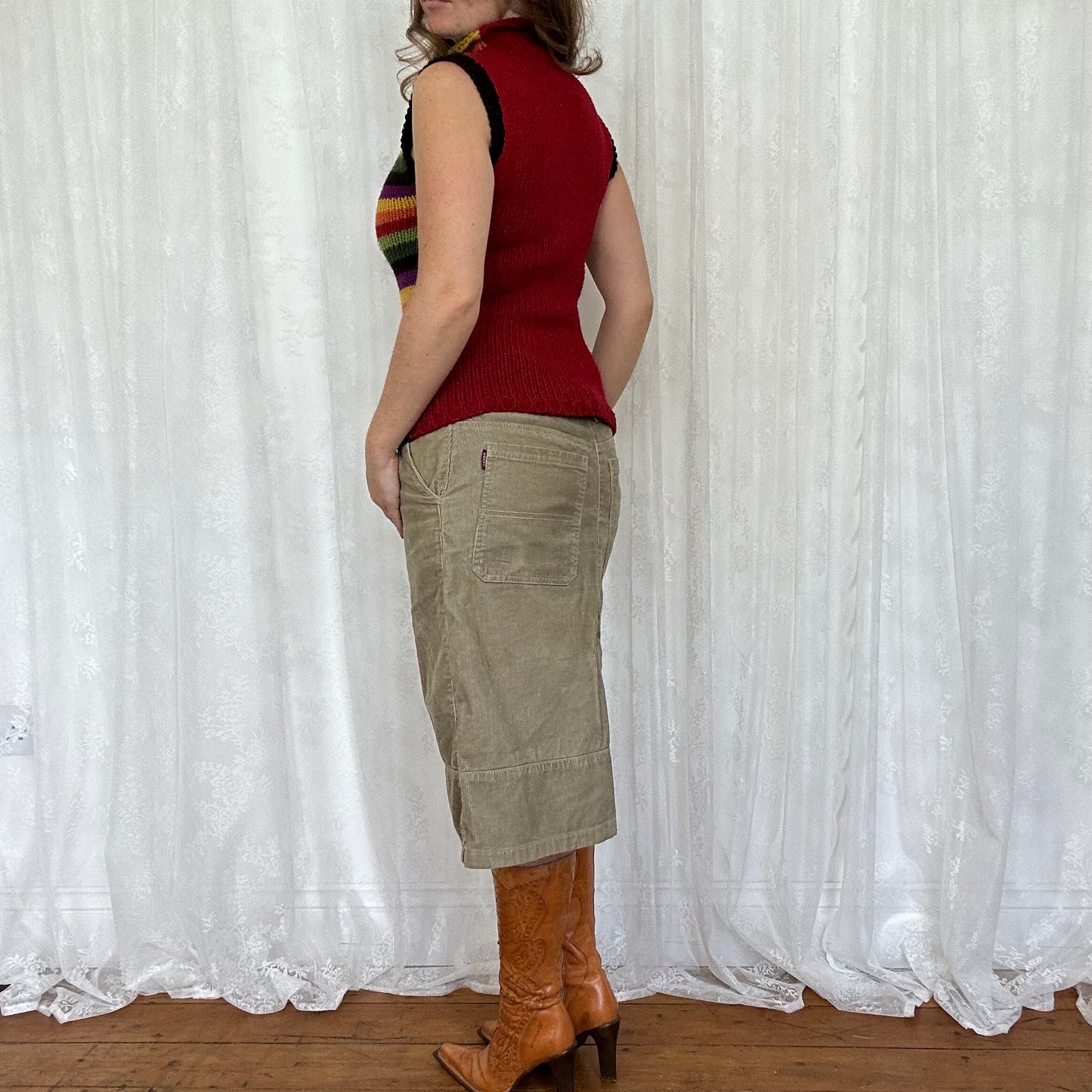 vintage 00s stripey knitted sleeveless jumper