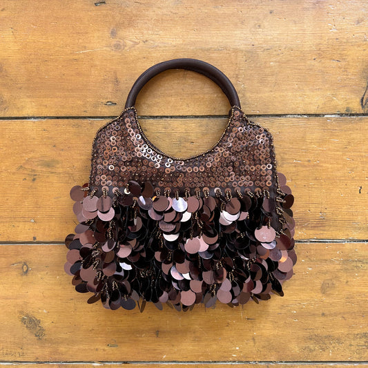 vintage 00s brown sequin beaded bag