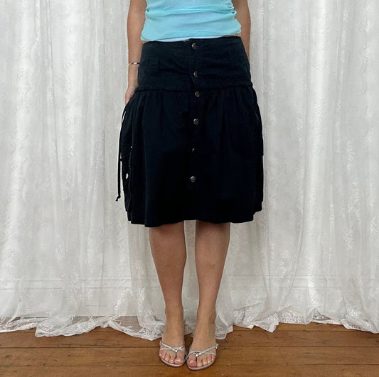 vintage 00s navy button down cargo skirt