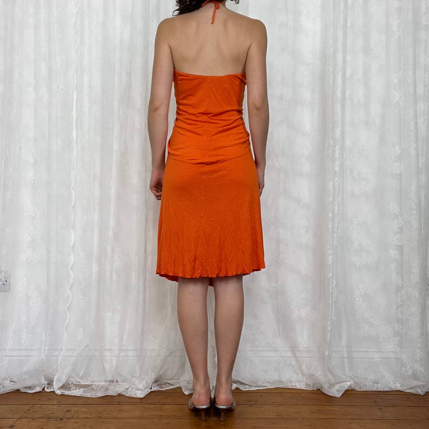 vintage 00s orange beaded midi dress / skirt