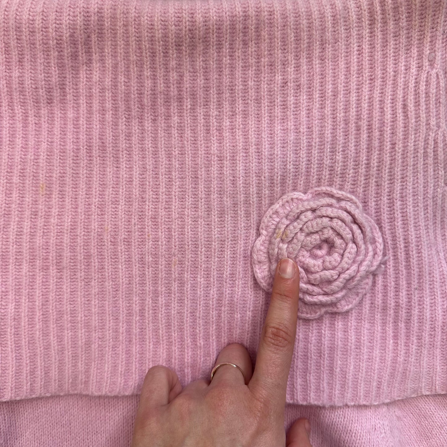 vintage 00s pink fold over neck knitted jumper