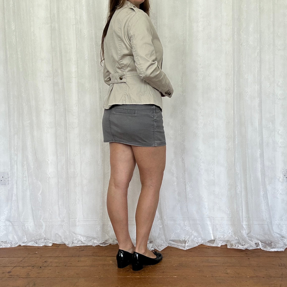 vintage 00s beige military style jacket