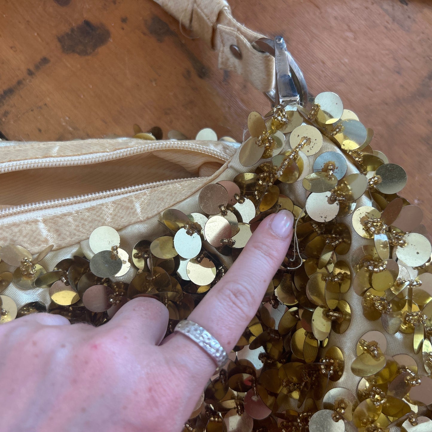 vintage 00s gold sequin bag