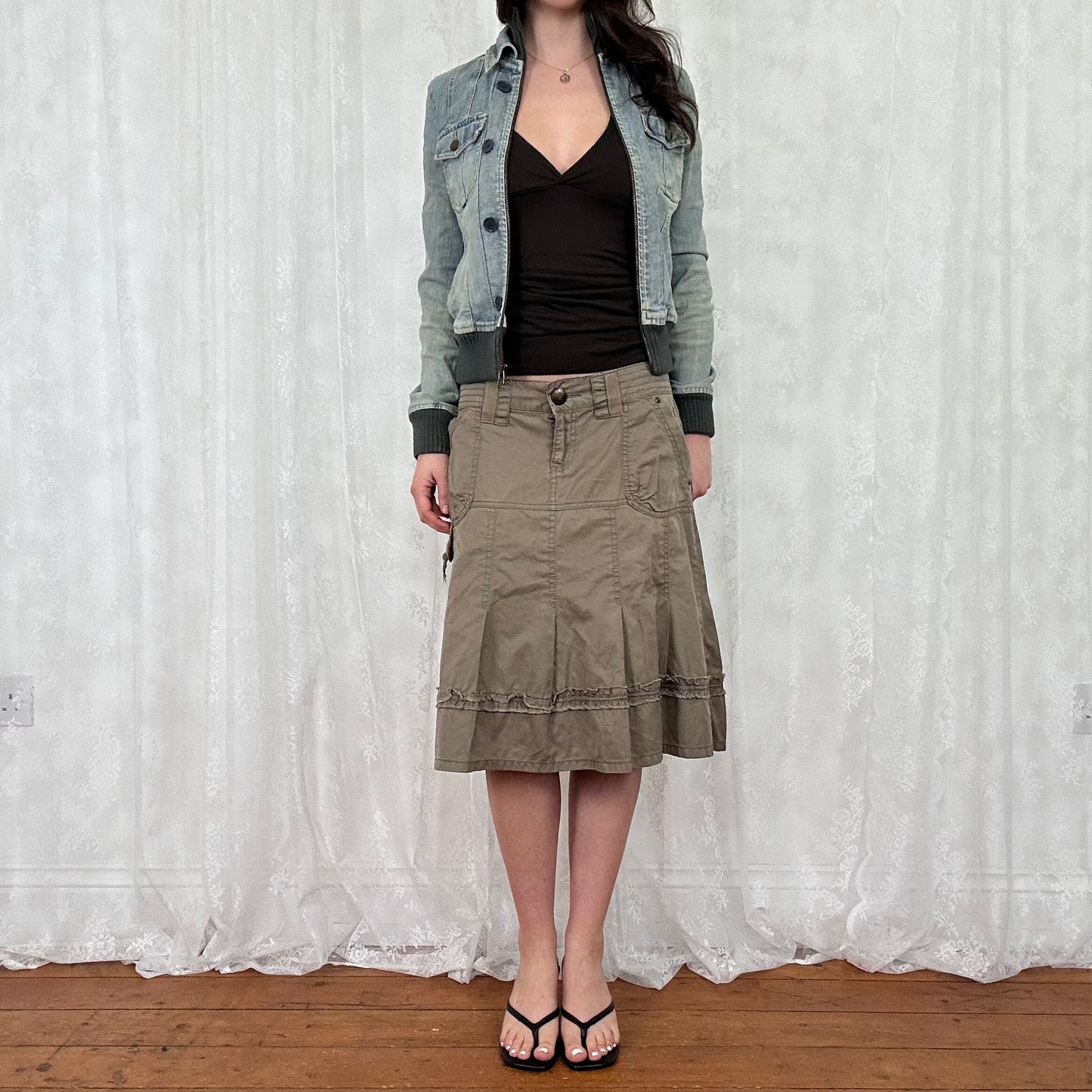 vintage 00s light wash denim bomber jacket