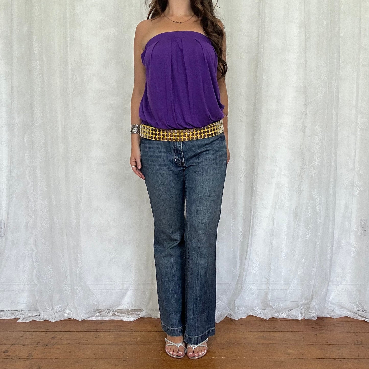 vintage 00s purple strapless top