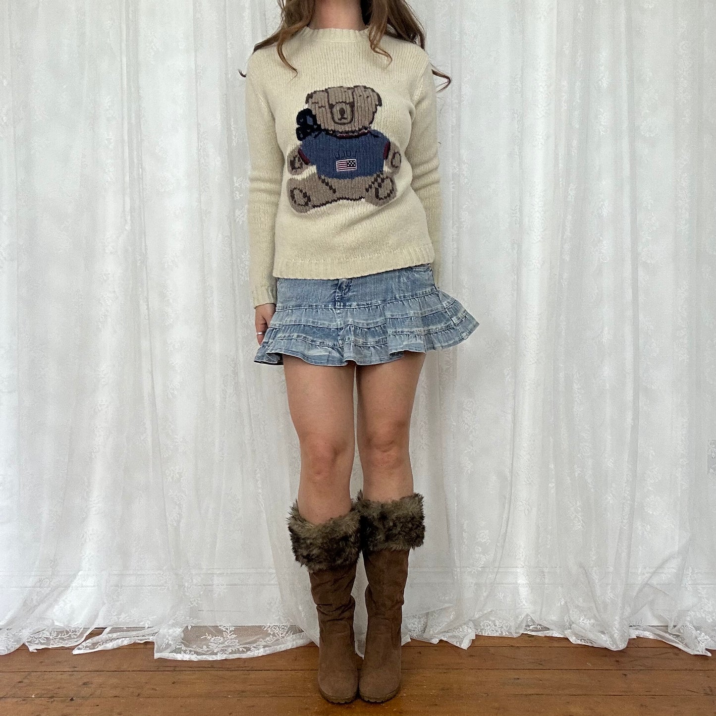 vintage 00s lulu castagnette teddy bear jumper