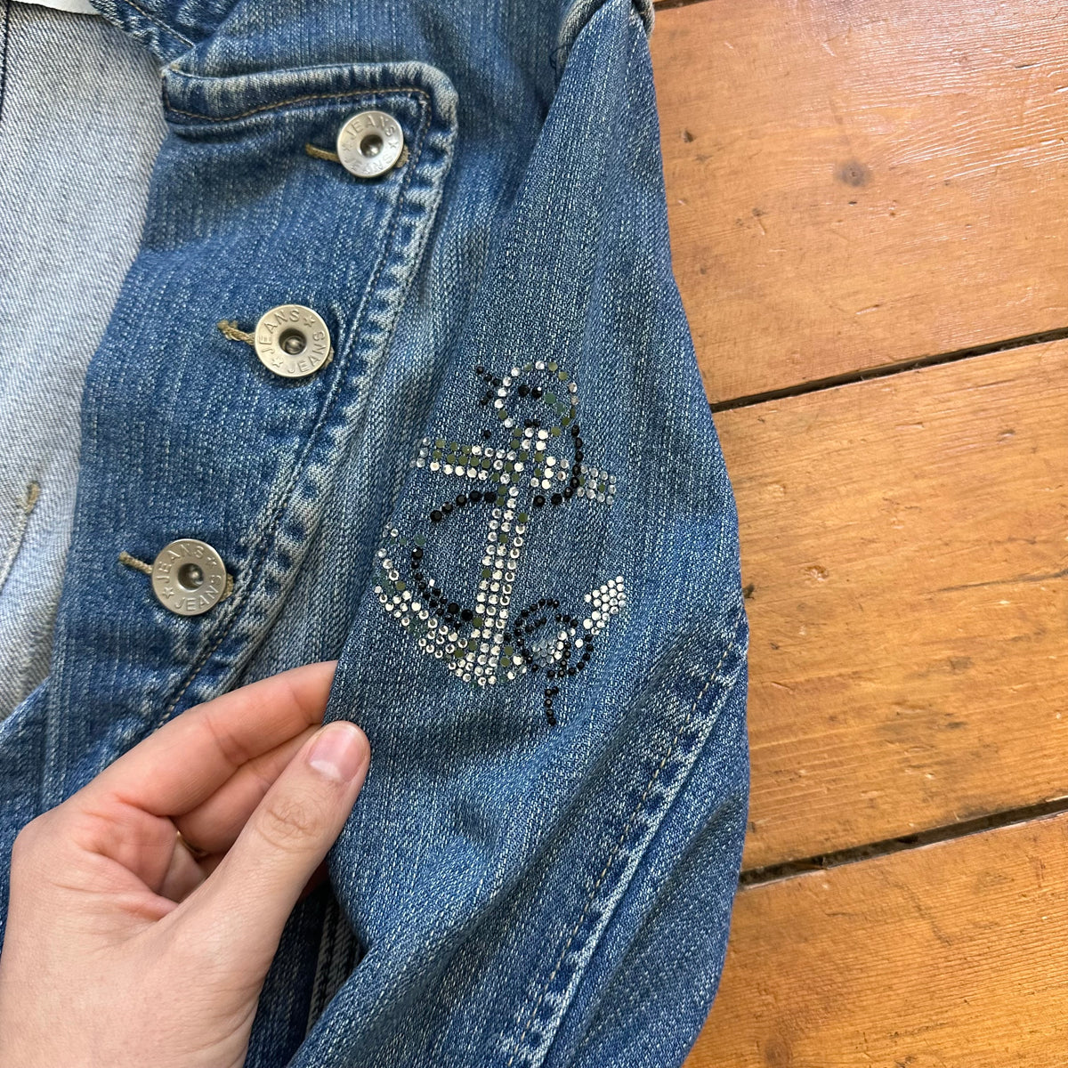 vintage 00s button detail fitted denim jacket