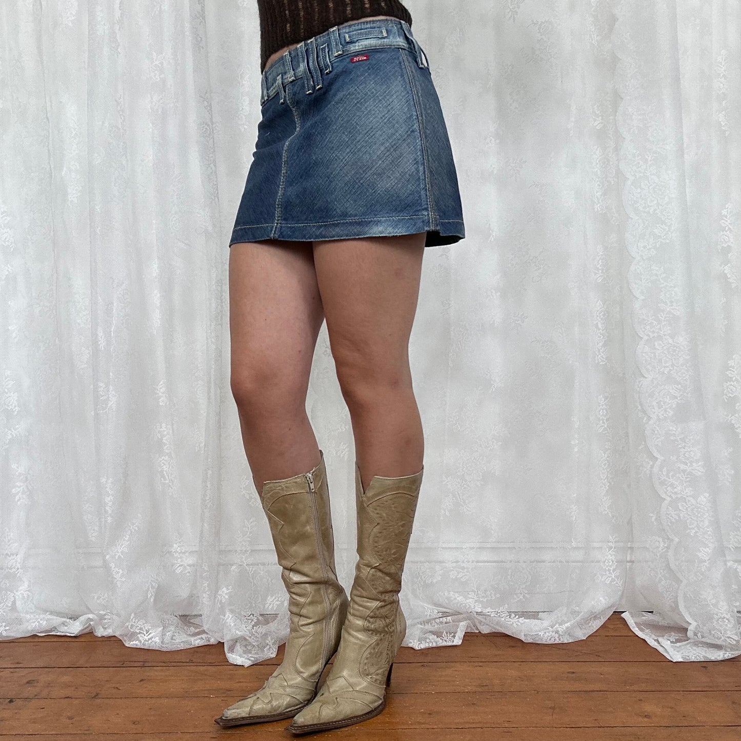 vintage 00s miss sixty denim mini skirt with belt loops