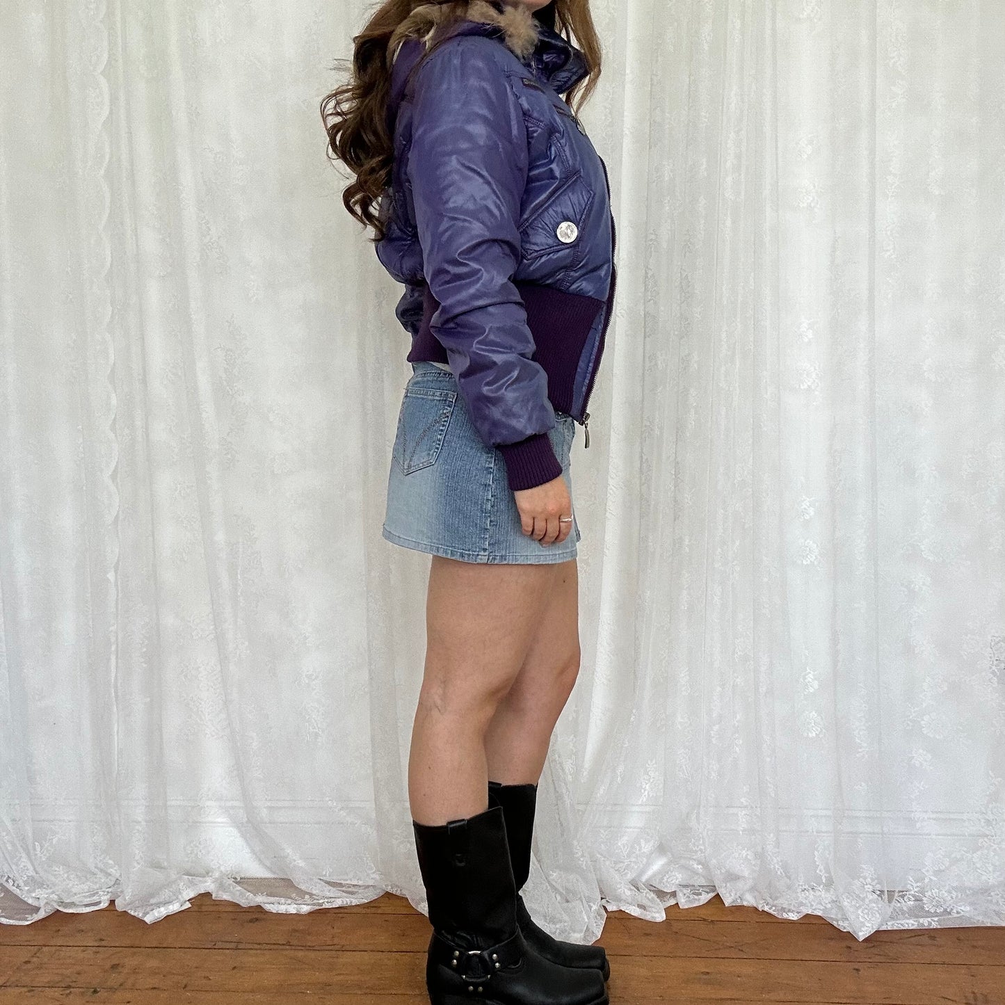 vintage 00s purple fitted puffer jacket