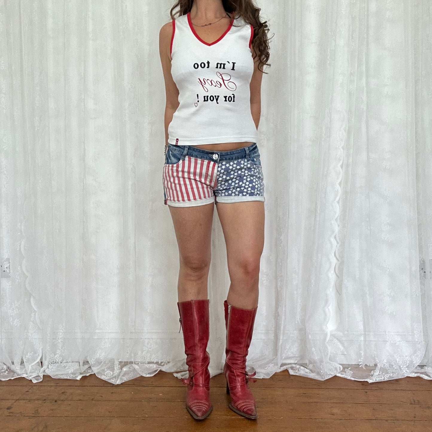 vintage 00s american flag denim shorts
