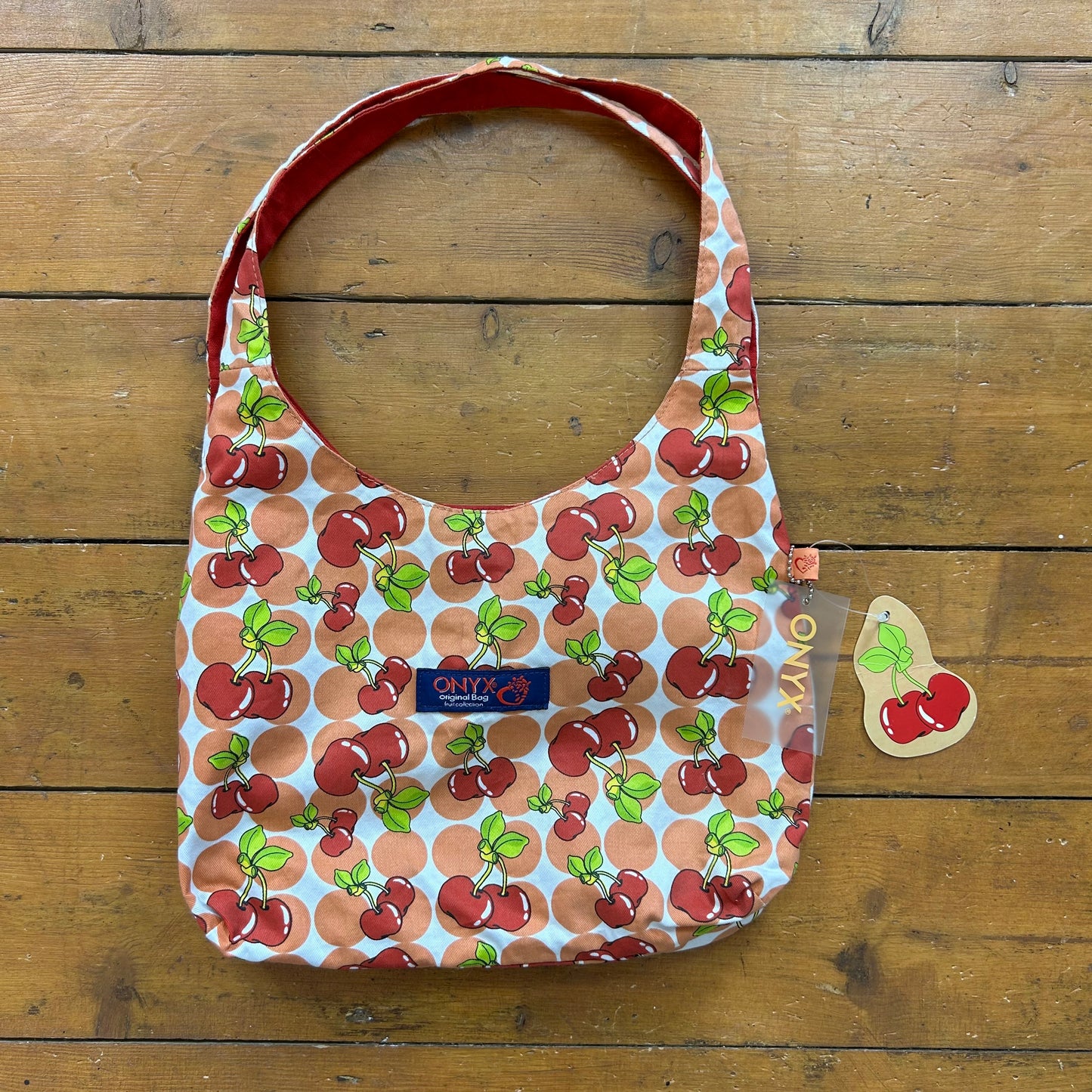 vintage 00s cherry print polka dot shoulder bag
