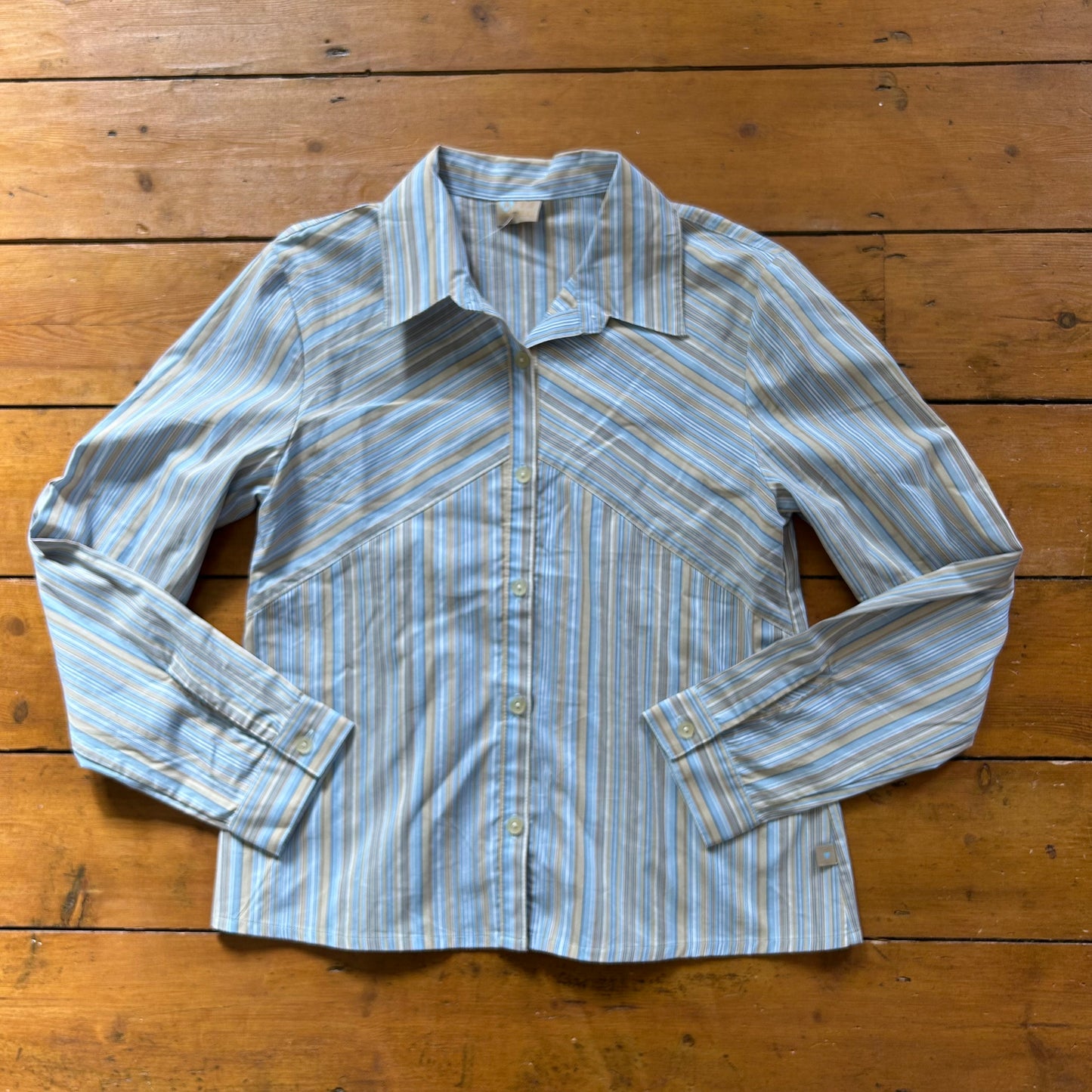 vintage 00s blue pinstripe long sleeve shirt