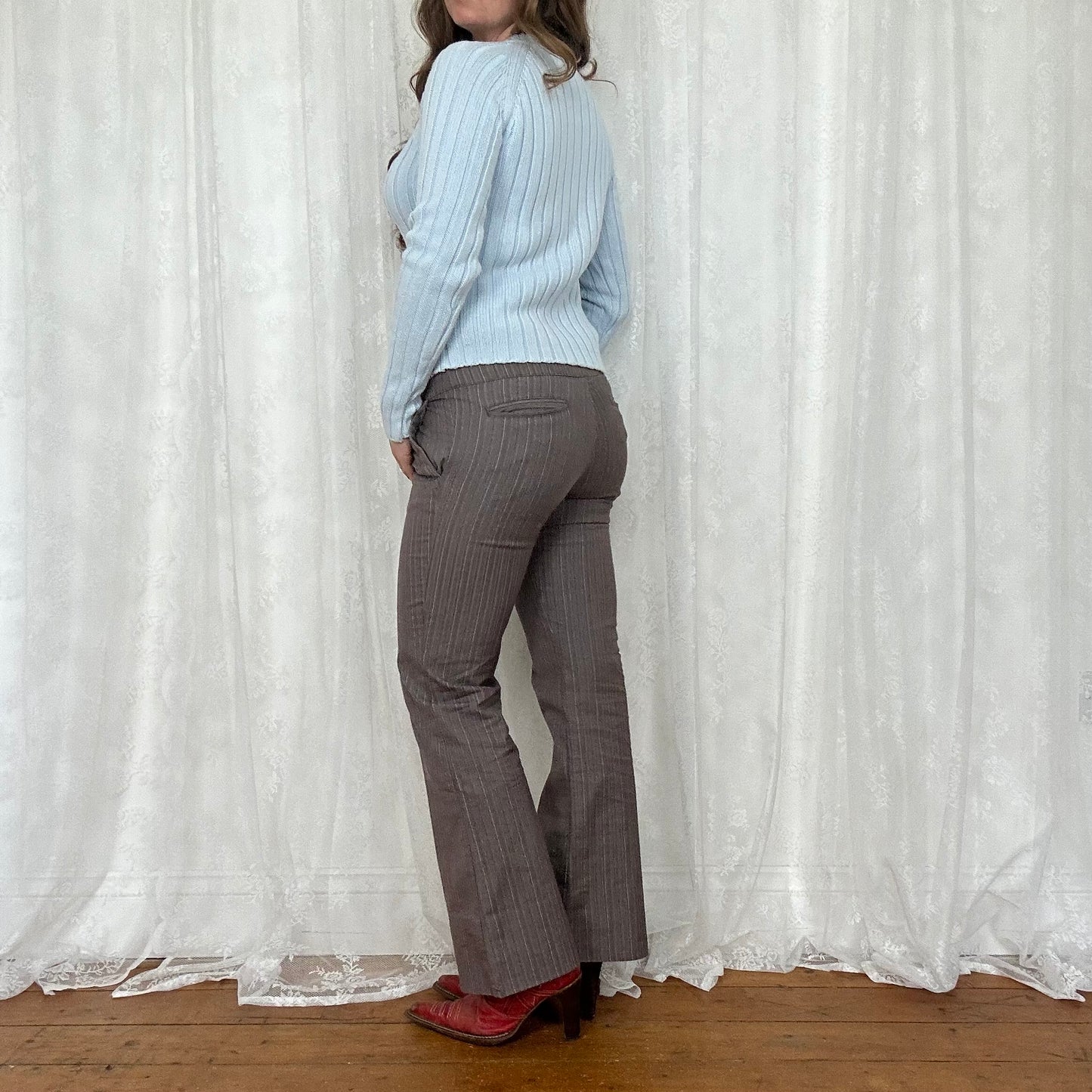 vintage 00s baby blue knitted flag jumper