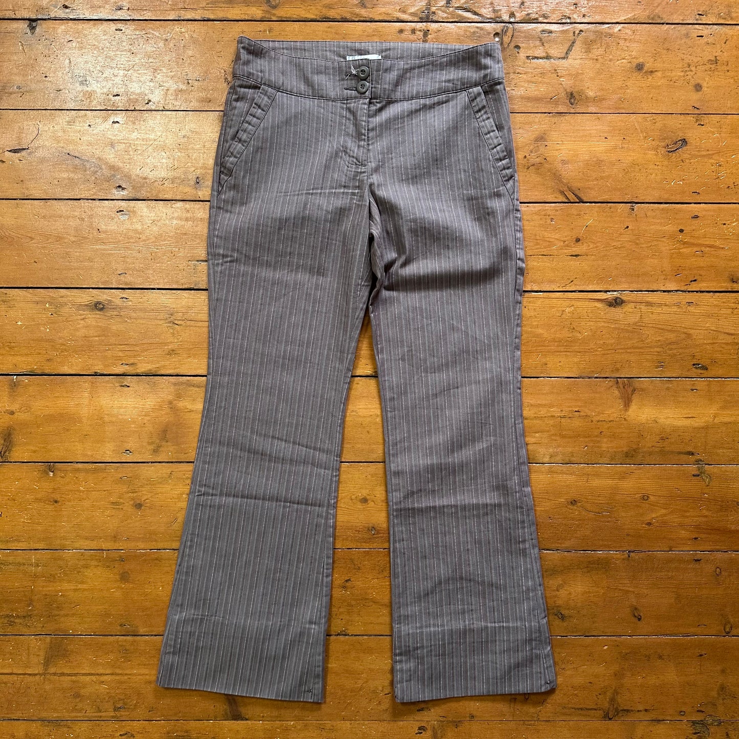 vintage 00s brown pinstripe trousers
