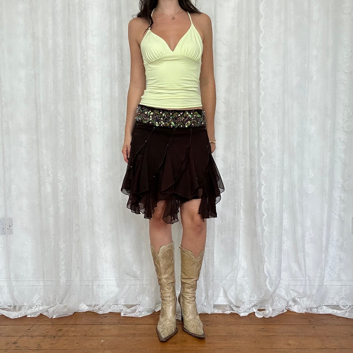 vintage 00s pale green slinky cami top