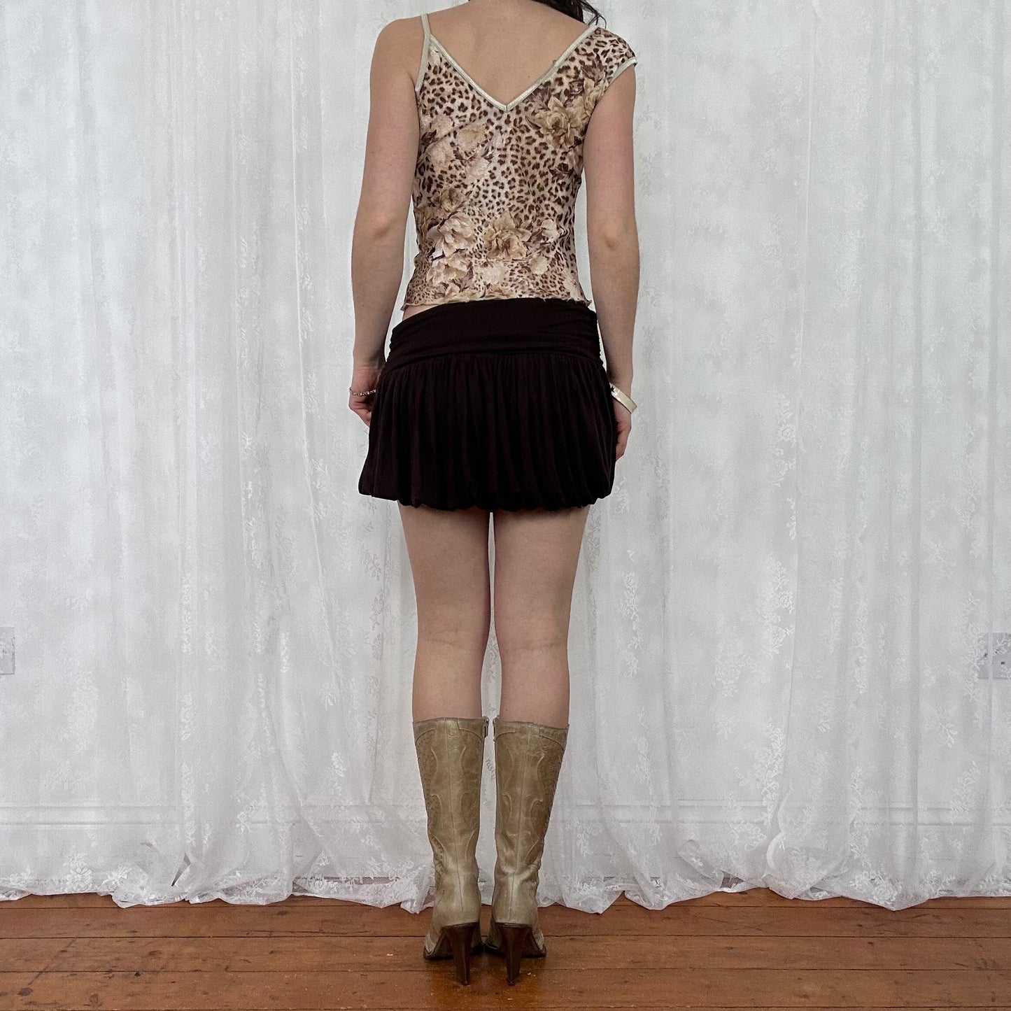 vintage 00s floral leopard print cami top