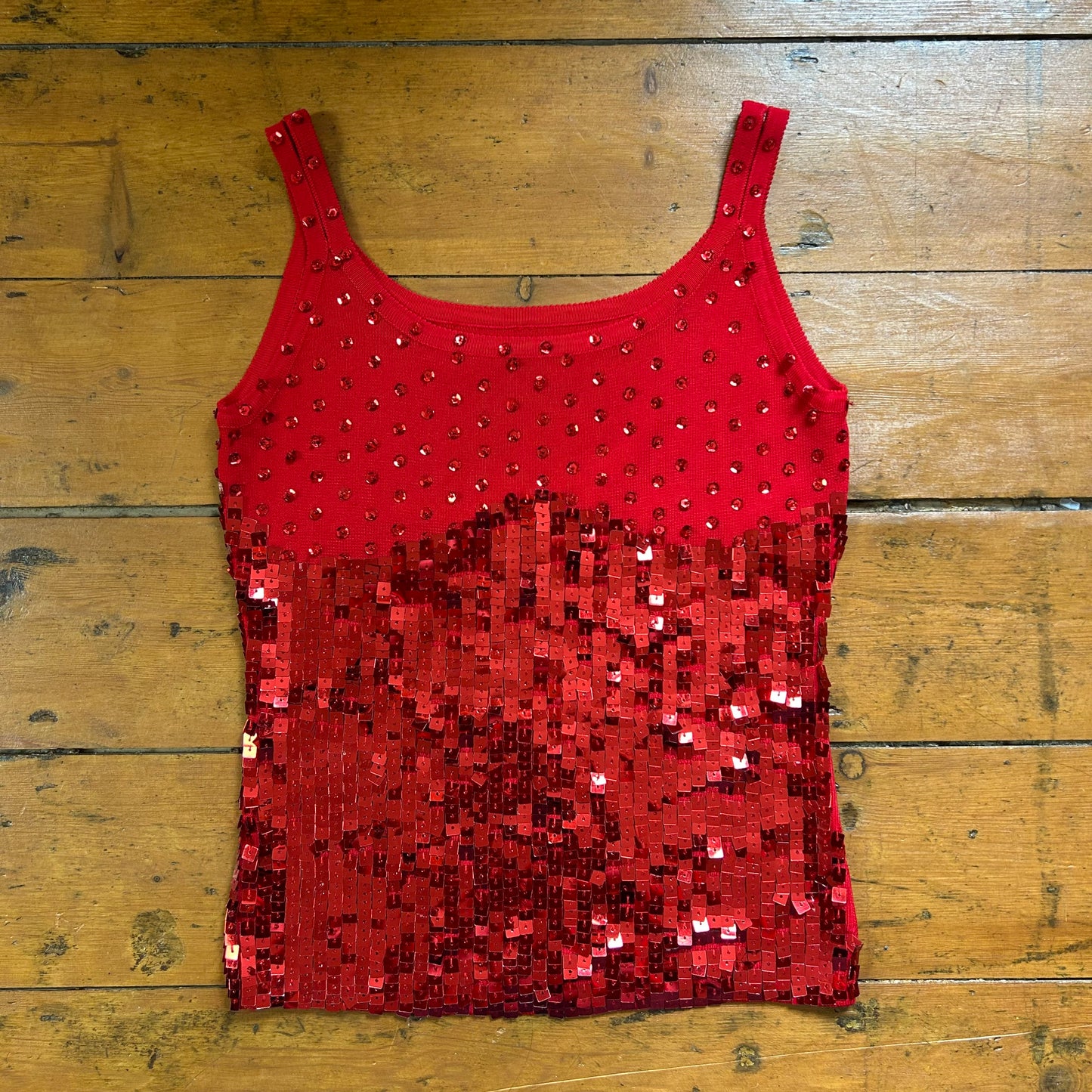 vintage 00s red sequin cami top