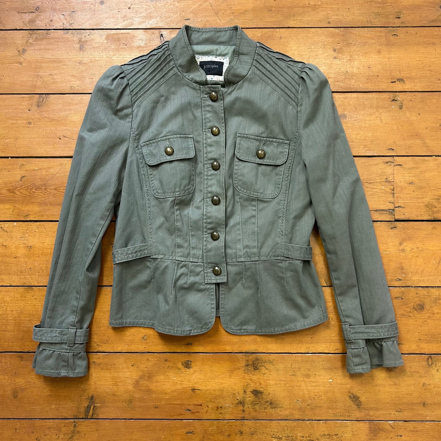 vintage 00s khaki green button down jacket