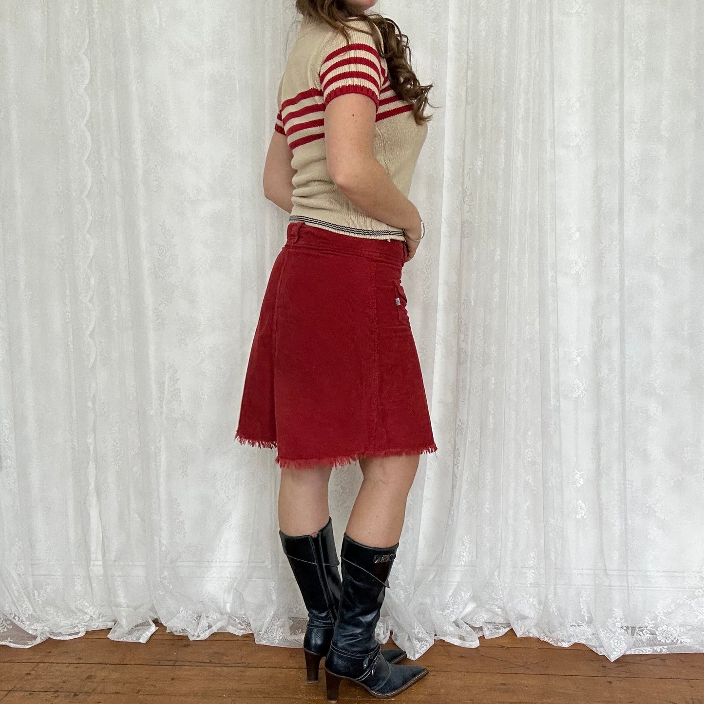 vintage 00s lulu castagnette short sleeve flag jumper