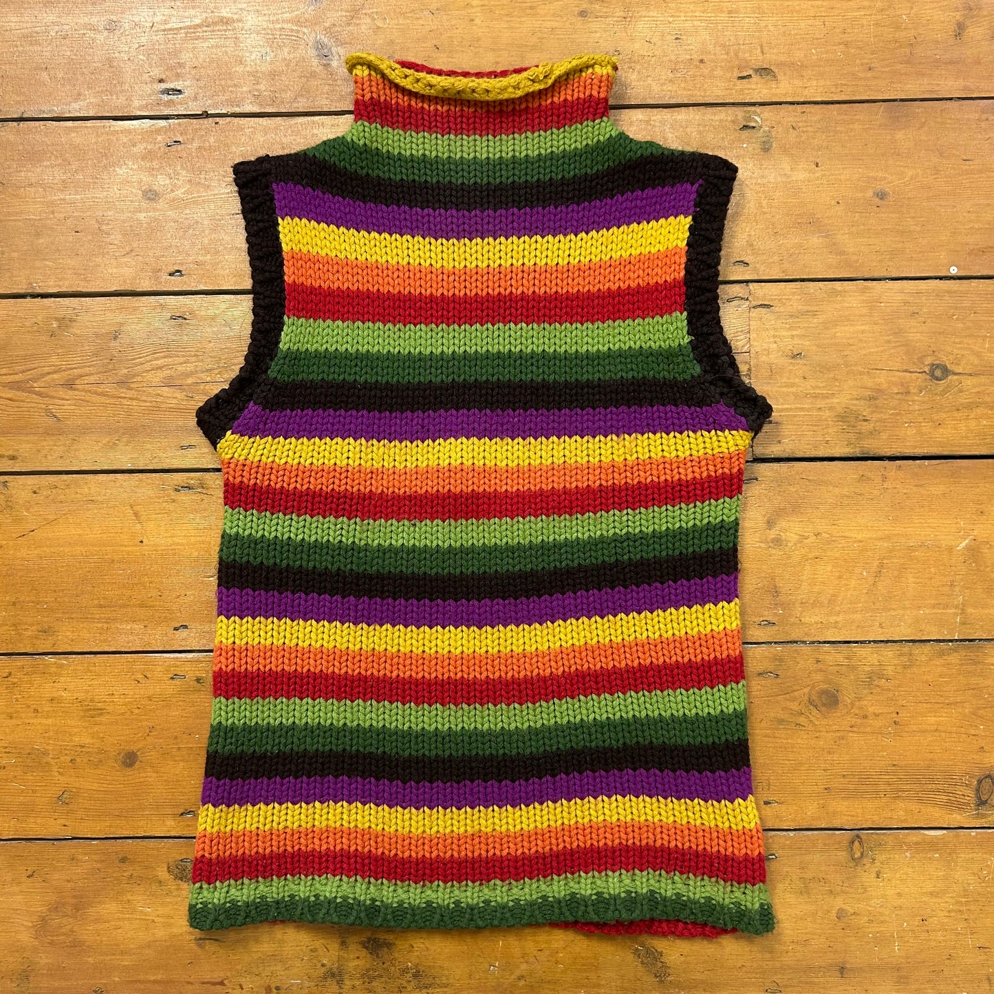 vintage 00s stripey knitted sleeveless jumper