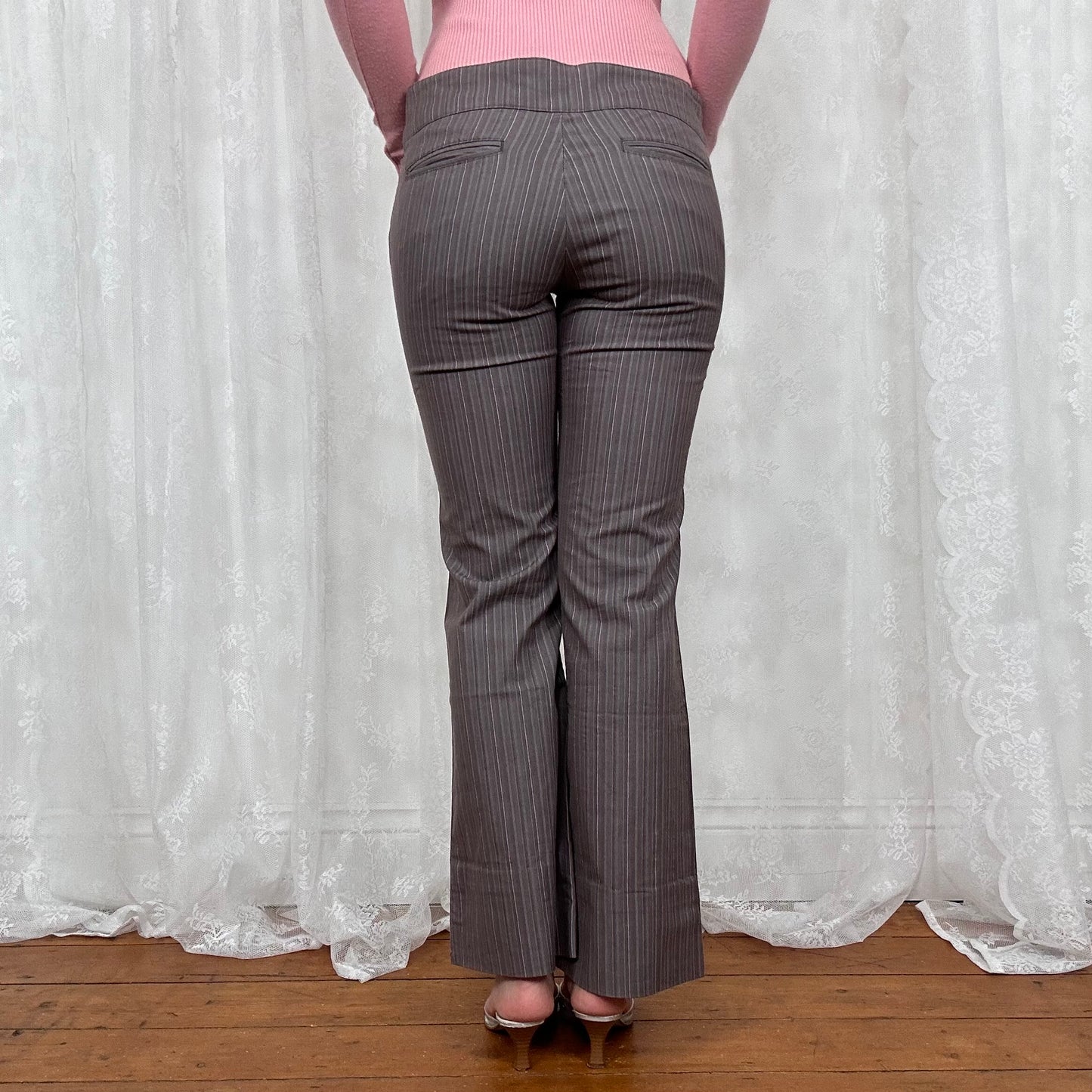 vintage 00s brown pinstripe trousers