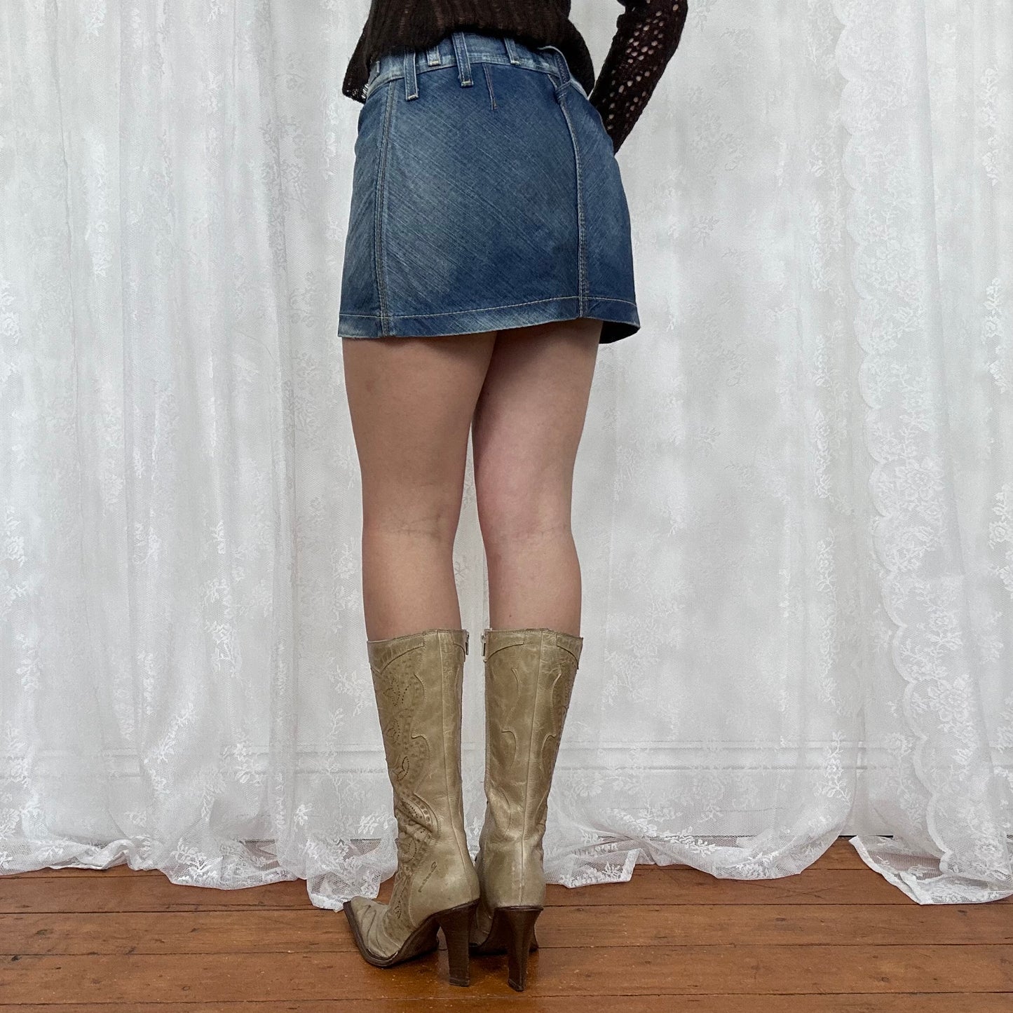 vintage 00s miss sixty denim mini skirt with belt loops