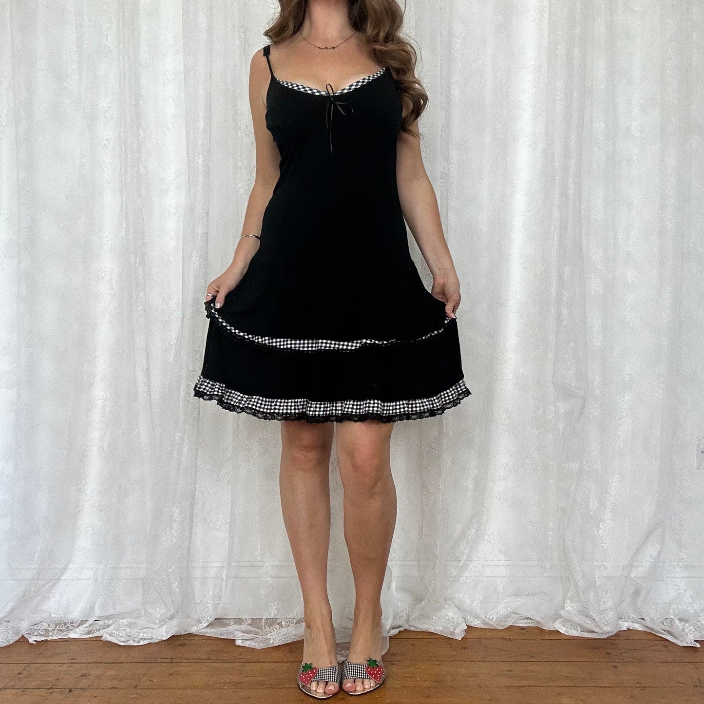 vintage 00s black gingham rara dress