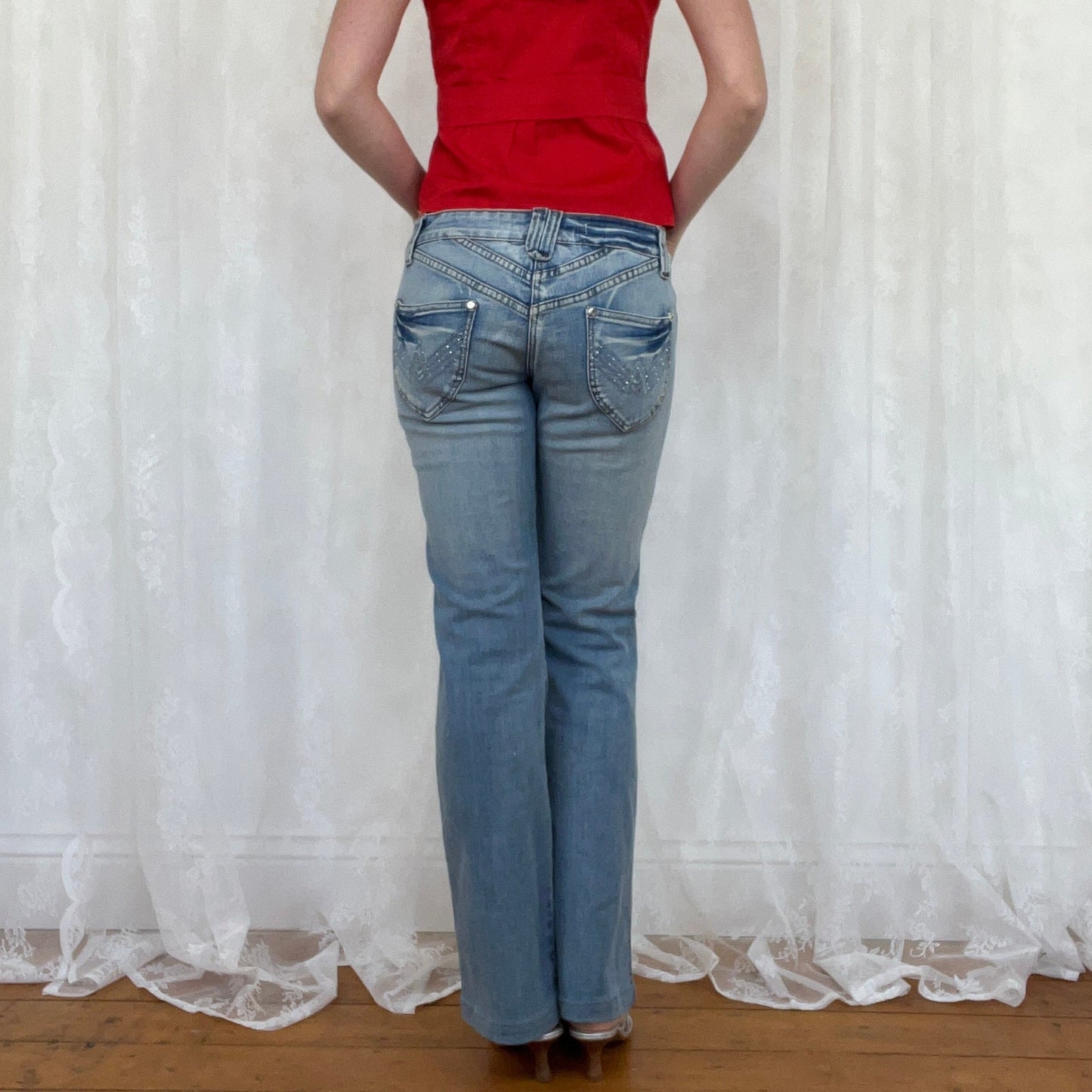 vintage 00s low rise jeans with diamanté pockets