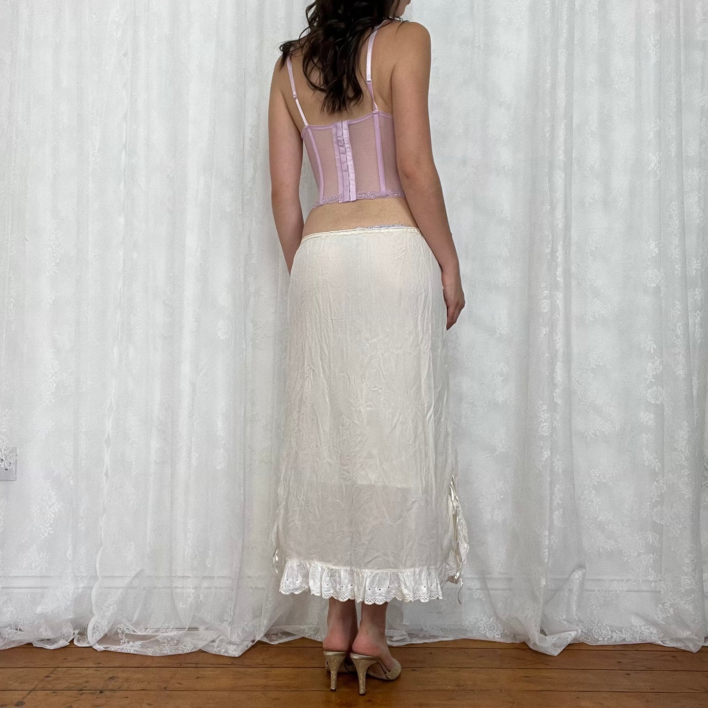 vintage 00s pink sequin cami with boning