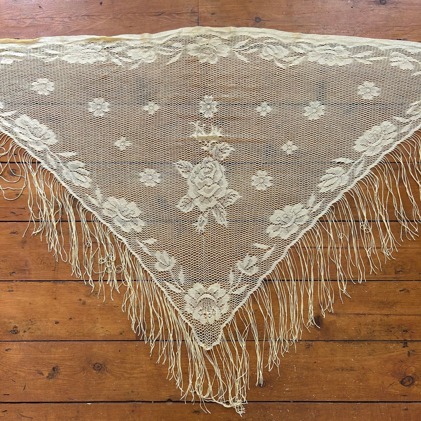 vintage 00s yellow crochet tassel wrap skirt / shawl